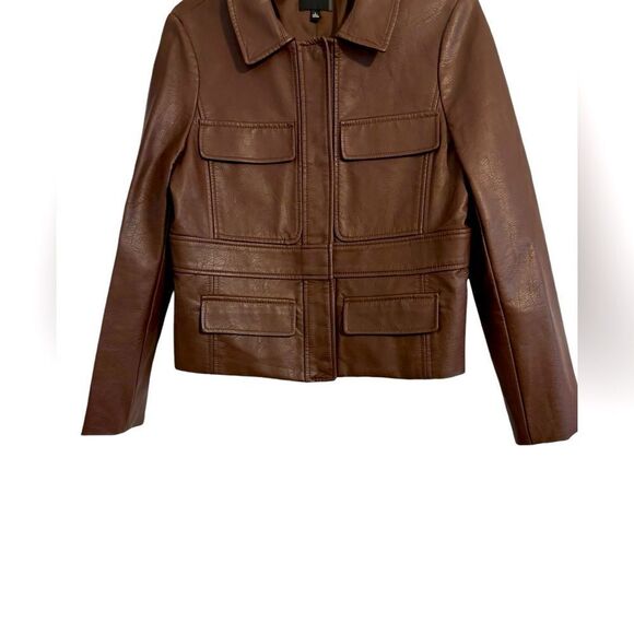 The Limited Faux Brown Leather Jacket Size Large NWT - Picture 7 of 9